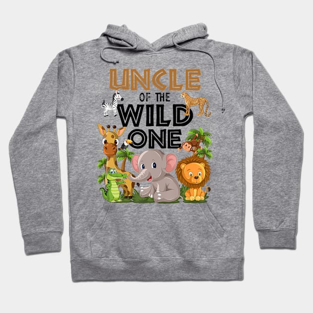 Uncle Of The Wild One Birthday 1st Safari Jungle Family Hoodie by Eduardo